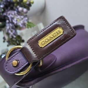 COACH Mahogany Leather &  Brass Cartouche Key Fob
